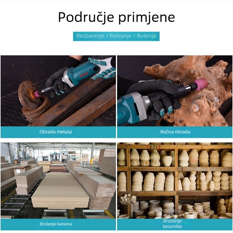 Boda električna brusilica za kamen, drvorezbu i korijensku rezbarenje — podesiva brzina, 220 V, 2,5 m kabel, 1,8 kg
