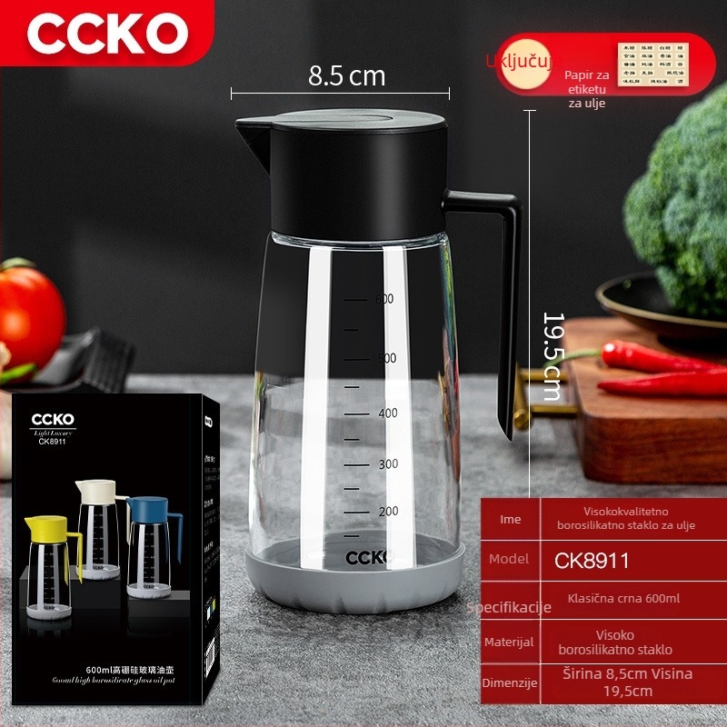 CCKO gravitacijska posuda za ulje s automatskim otvaranjem i zatvaranjem, staklena posuda protiv curenja, za kuhinjska ulja i umak od soje