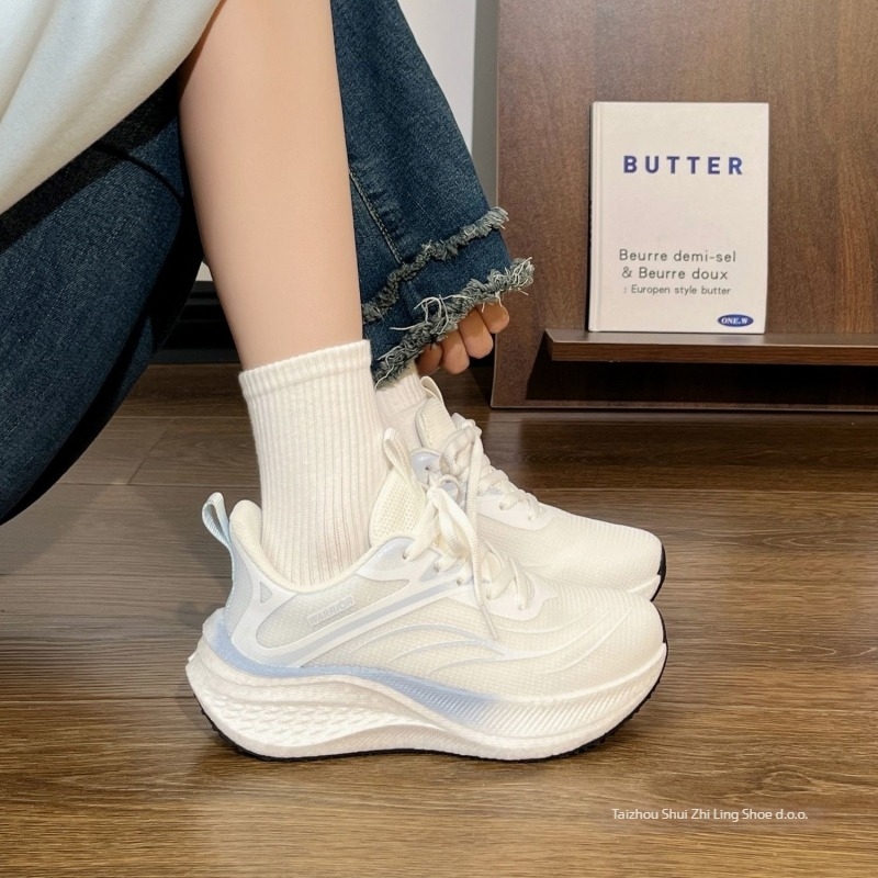 Ženske trkačke tenisice s mrežastim gornjim dijelom, PU đon, vezivanje, lagane, bez pete (0-1 cm)