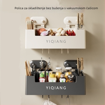 Zidni kuhinjski organizator za pohranu s usisnim diskom, bez rupa, od plastike, višenamjenski i pokretan, moderni minimalistički stil