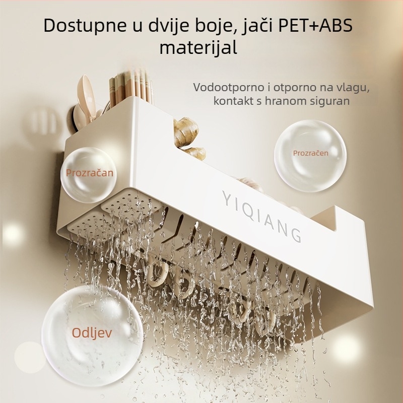 Zidni kuhinjski organizator za pohranu s usisnim diskom, bez rupa, od plastike, višenamjenski i pokretan, moderni minimalistički stil