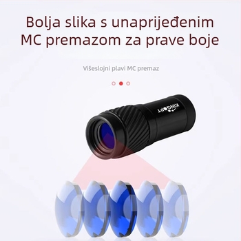 Monokularni teleskop 7×18, HD rezolucija, vidno polje 143 m/1000 m, težina 39 g