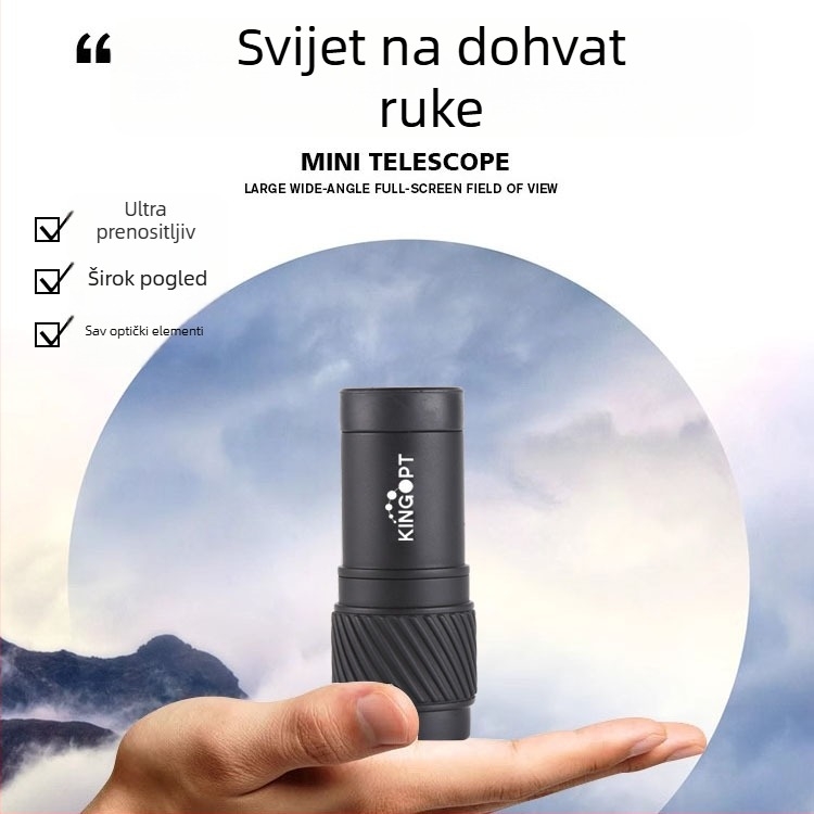 Monokularni teleskop 7×18, HD rezolucija, vidno polje 143 m/1000 m, težina 39 g