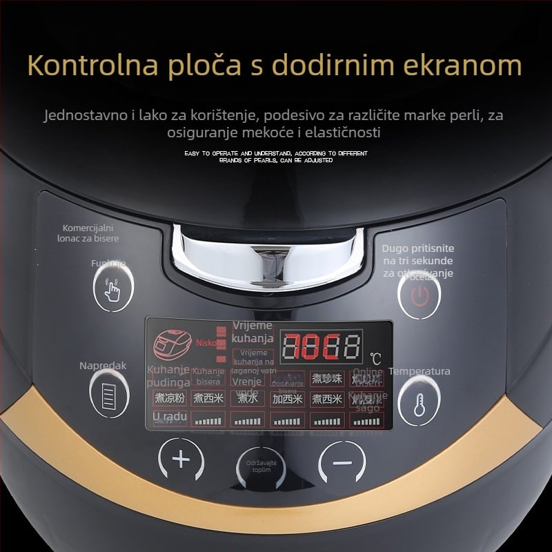 Automatski električni kuhalo za čaj s biserima za trgovine čaja; kapacitet 4,1–6 l; za 5+ osoba; unutarnji protivlijepljivi lonac; upravljanje gumbom; održavanje topline i brz para