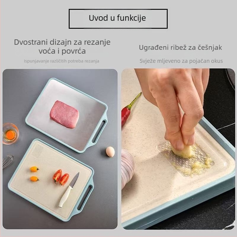 Dvostruka daska za rezanje od nehrđajućeg čelika (antibakterijska, protiv plijesni, protuklizna, višenamjenska, debela)