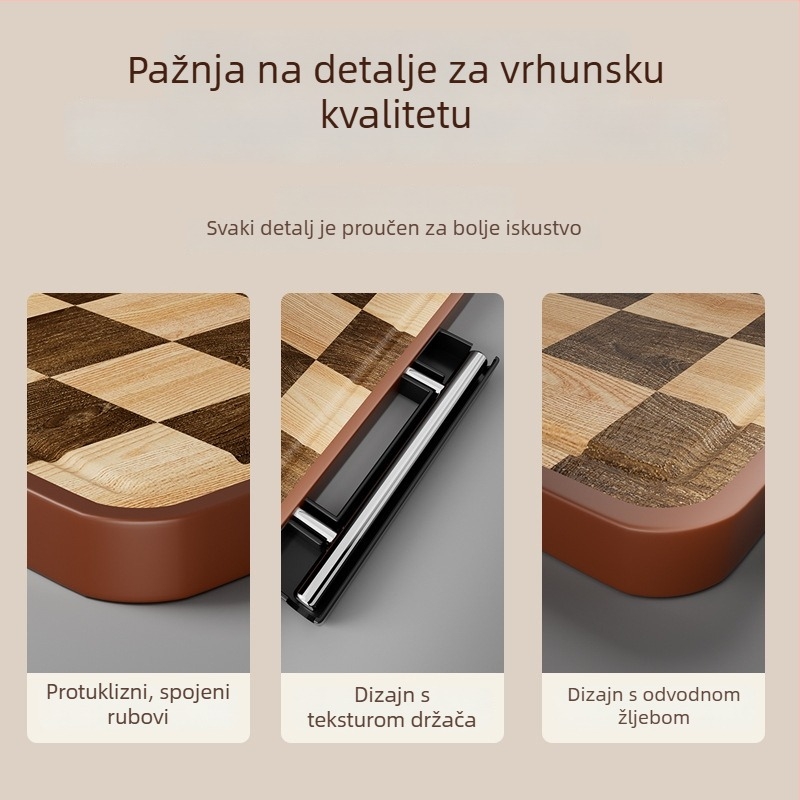 Daska za rezanje od drveta – dvostrana, antibakterijska, otporna na plijesan, uzorak šahovnice, za kuhinju