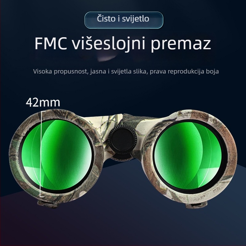 Binokular 12x42, ultrawide vidno polje, vidno polje 100 m/1000 m, izlazna zjenica 6 mm