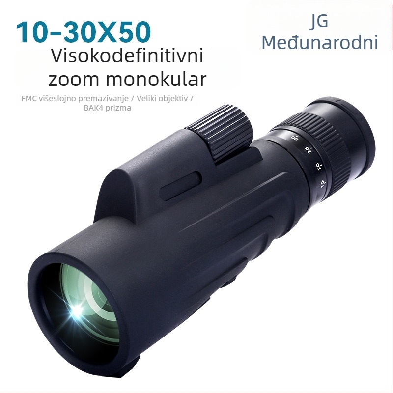 Monokularni teleskop, 10-30x50 zoom, vodootporan, noćno vidno pri slabom osvjetljenju, produživi, prenosivi