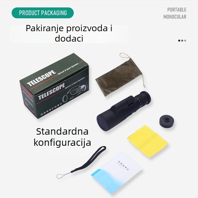 Monokularni teleskop, 10-30x50 zoom, vodootporan, noćno vidno pri slabom osvjetljenju, produživi, prenosivi