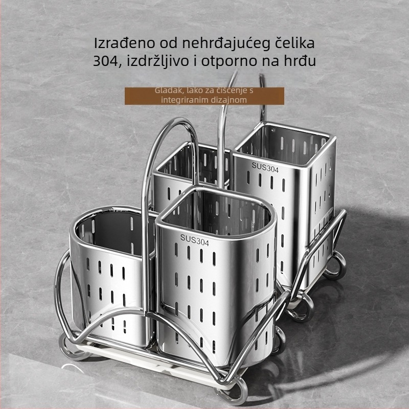 Držač štapića od 304 nerđajućeg čelika i zidni organizator za kuhinju – višestruka upotreba, bez ugradnje, jednoslojni, moderan stil