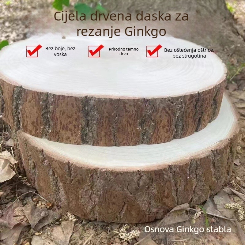 Daska za rezanje od gingko drveta, masivno drvo, debela, antibakterijska, protiv plijesni