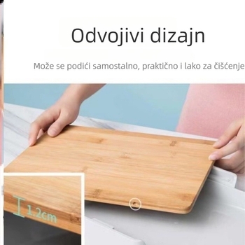 Daska za rezanje od bambusa, demontažna i za mogućnost vješanja, za voće i povrće; protuklizna i antibakterijska; stil ladice