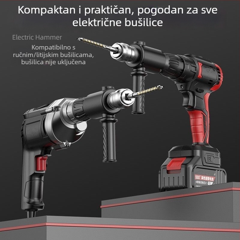 Ručna bušilica pretvorena u električni čekić, za kućnu upotrebu, bušenje betona, kompaktan dvostruki model