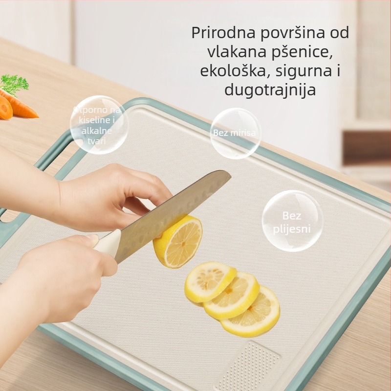 Dvostruka daska za rezanje od nehrđajućeg čelika, protuklizna, kućna uporaba, brenda Jin Qingwei