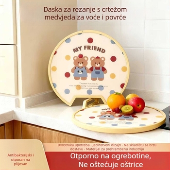Daska za rezanje u obliku medvjedića, karikaturalna, dvostrana, plastična, antibakterijska, pogodna za pripremu hrane za bebe.