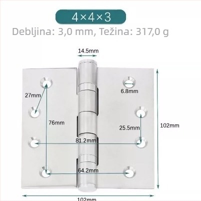 Pantan od nehrđajućeg čelika s amortizerom 201/304 za vrata, prozore, namještaj i vrata ormara