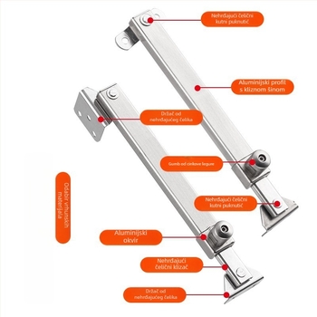 Dinggu Držač prozora od nehrđajućeg čelika – Knob Multi-Gear Wind Brace, Model DGDKFC001
