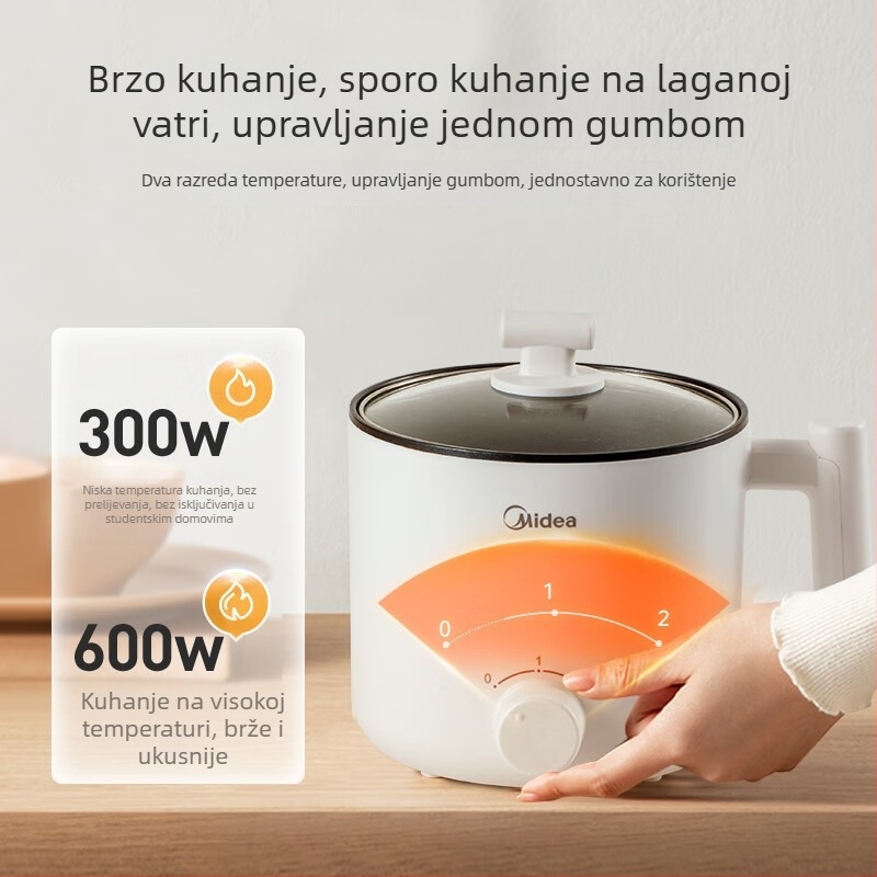 Midea XZE1612 2L Višenamjenski električni lonac s unutarnjim spremnikom od medicinskog kamena i funkcijom grill/shabu-shabu