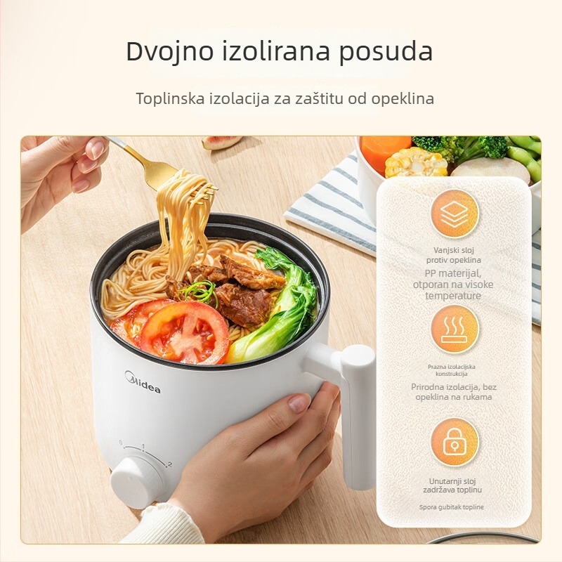 Midea XZE1612 2L Višenamjenski električni lonac s unutarnjim spremnikom od medicinskog kamena i funkcijom grill/shabu-shabu