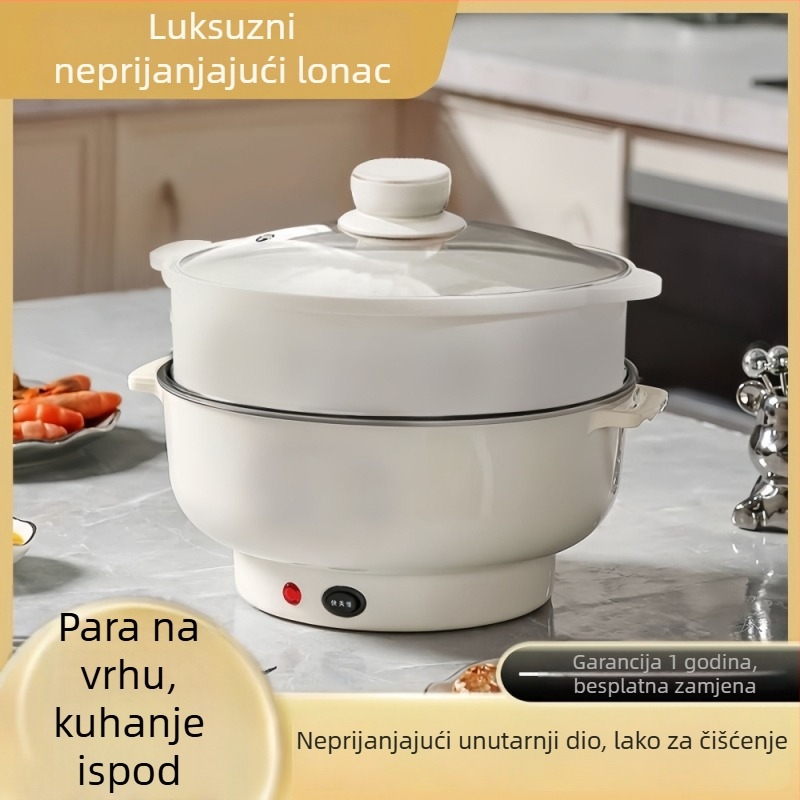 3-u-1 električna posuda za parenje i kuhanje, kapacitet 4.1–6 L, neprijanjajući unutarnji premaz, mehaničko upravljanje, grijanje preko kućišta