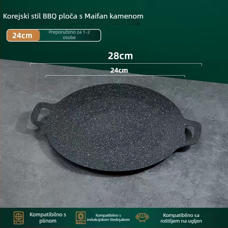 Tava za roštilj od Maifan kamena, okrugla, vanjski teppanyaki, bez dima, 800 g