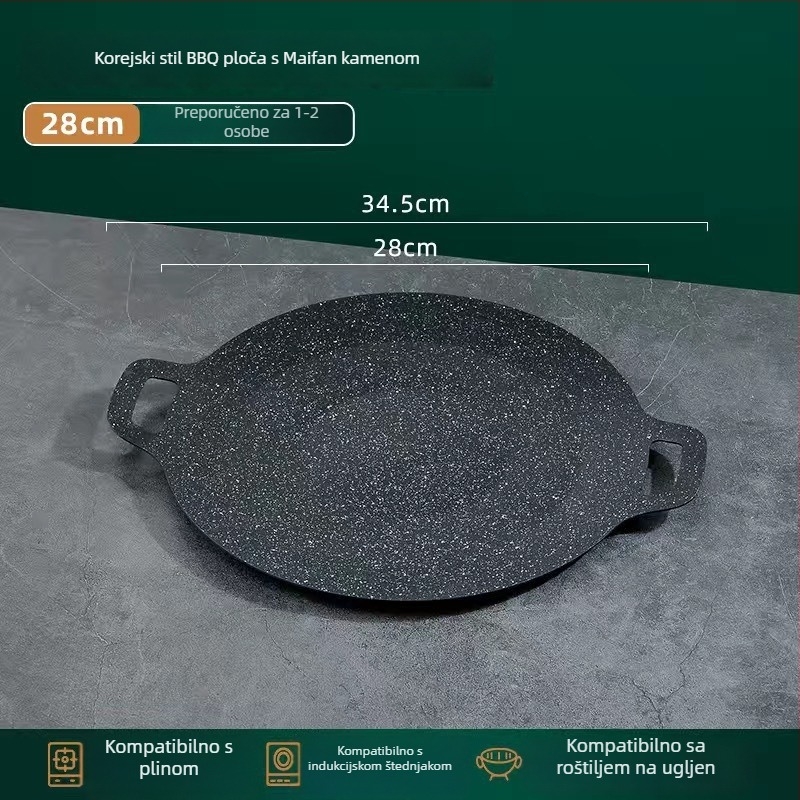 Tava za roštilj od Maifan kamena, okrugla, vanjski teppanyaki, bez dima, 800 g