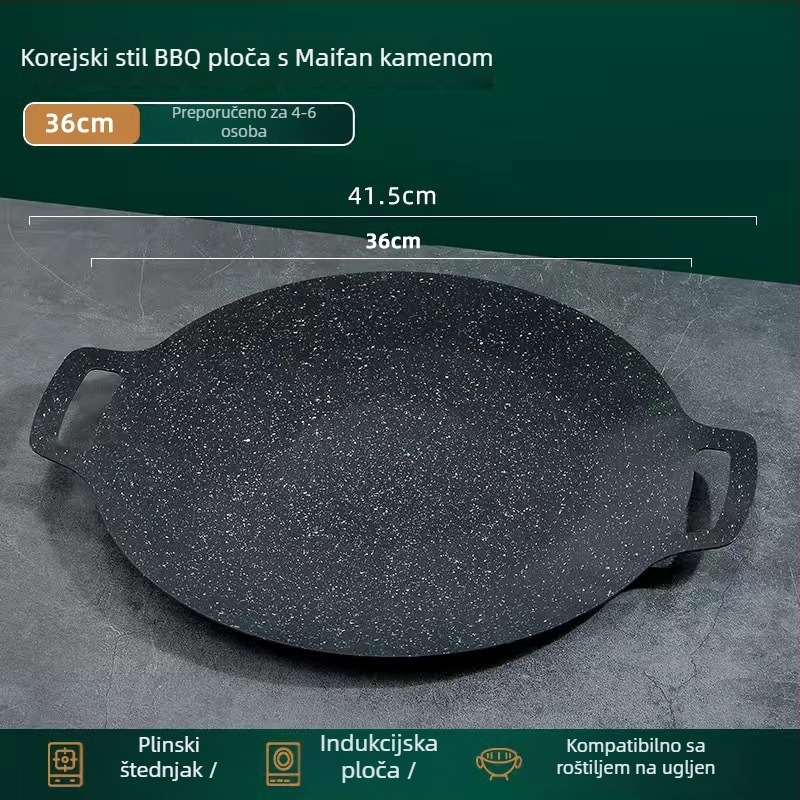 Tava za roštilj od Maifan kamena, okrugla, vanjski teppanyaki, bez dima, 800 g