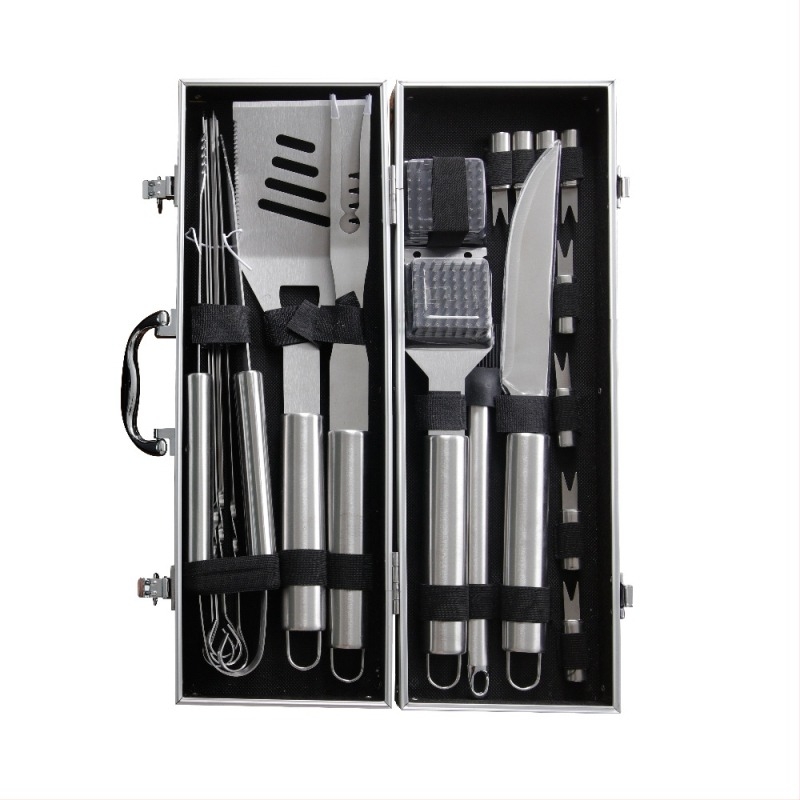 21-dijelni set alata od nehrđajućeg čelika za vanjski roštilj – višenamjenski kamp kuhinjski pribor (klipsa, četka, vilica, lopatica)