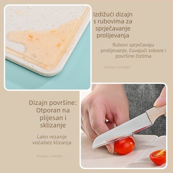 Prijenosna ploča za rezanje s kompletnim noževima za voće – sklopiva ploča, prehrambena kvaliteta, za dom i piknik, protivklizna, antibakterijska (Materijal: pšenična slama; Podrijetlo: Guangdong; Izdavanje na tržište: 2023; Funkcije: kućna upotreba, proti