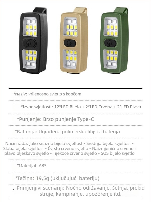 Odakon stražnje LED klip-svjetlo USB, treperavi način za noćne vožnje
