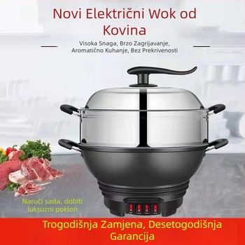 Električna posuda za kuhanje s višestrukim funkcijama para, prženje i kuhanje; 1501W+, staklena kućišta, unutarnja posuda od porcelanski kristala
