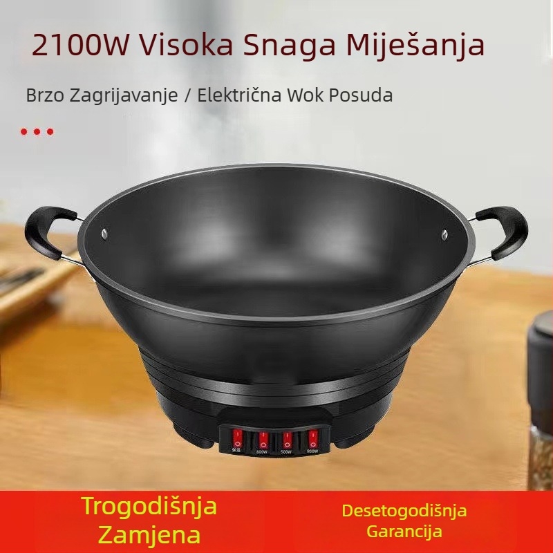 Električna posuda za kuhanje s višestrukim funkcijama para, prženje i kuhanje; 1501W+, staklena kućišta, unutarnja posuda od porcelanski kristala