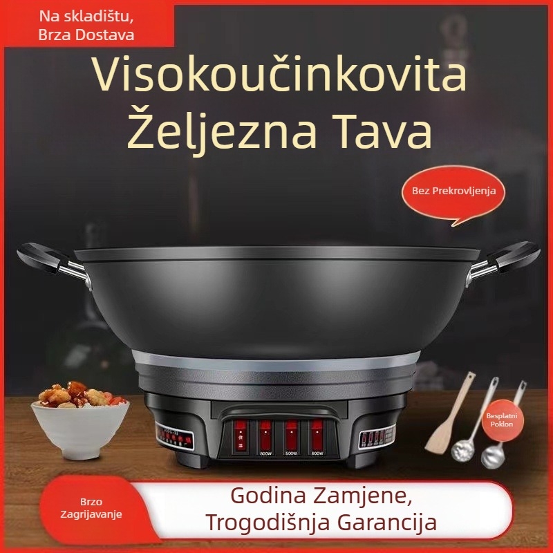 Električna posuda za kuhanje s višestrukim funkcijama para, prženje i kuhanje; 1501W+, staklena kućišta, unutarnja posuda od porcelanski kristala