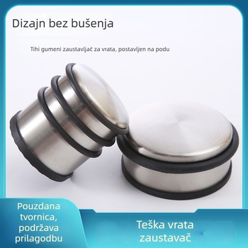 Tiši vrata stopper, model Sanding, 430 nehrđajući čelik, brušeni završetak, montaža na pod, povišeni dizajn