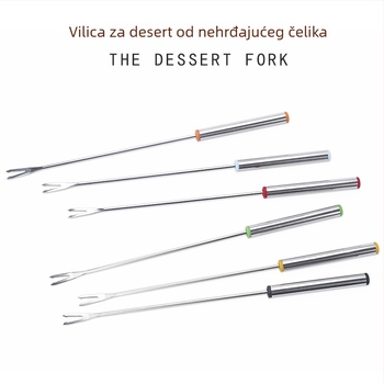 Šest komada desertnih vilica od nehrđajućeg čelika, duljine 24 cm, za fondue sa sirom, voće i deserte