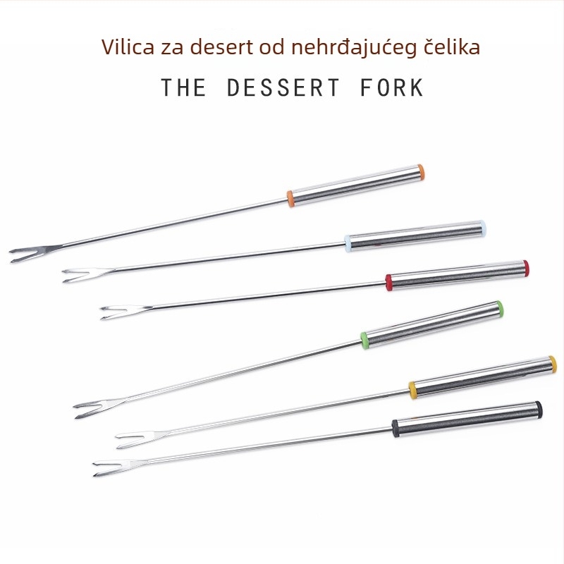 Šest komada desertnih vilica od nehrđajućeg čelika, duljine 24 cm, za fondue sa sirom, voće i deserte