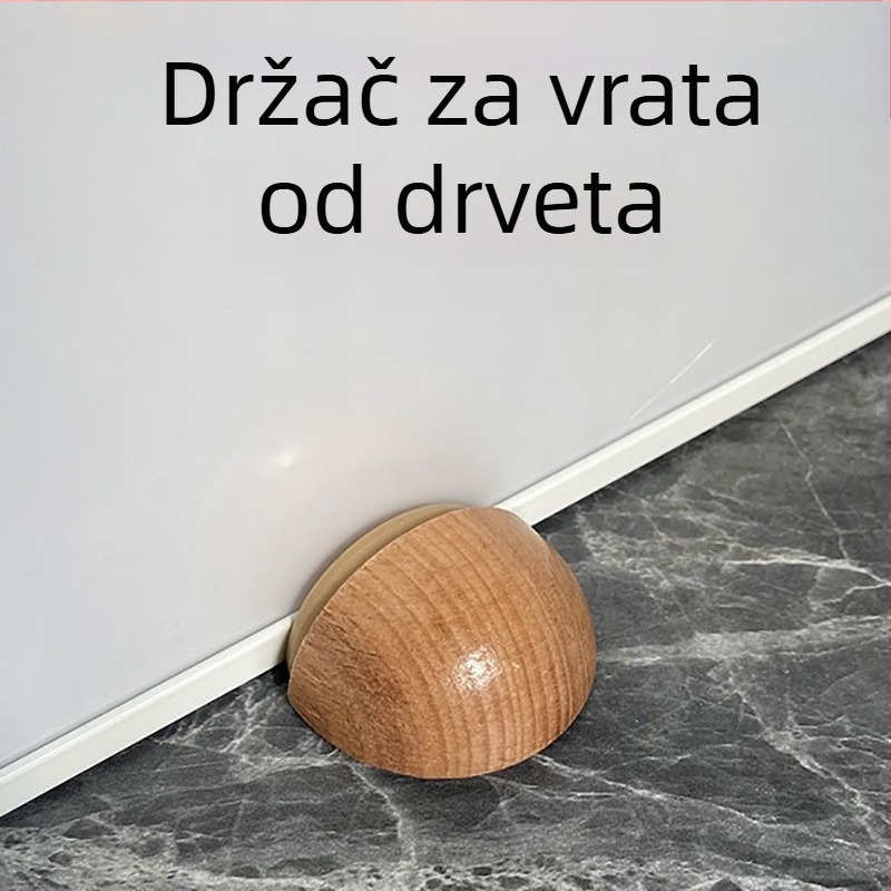 Kružni drveni štoper za vrata, podni montiran, polirana površina, ručno upravljanje, moderan i jednostavan dizajn