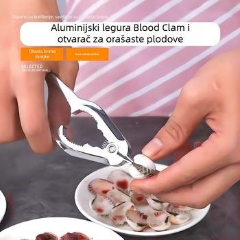 Set kuhinjskih alata — cinkov spoj, modernog jednostavnog dizajna; otvarač za školjke, kliješta za školjke, hvataljka za rakove, alat za mariniranje