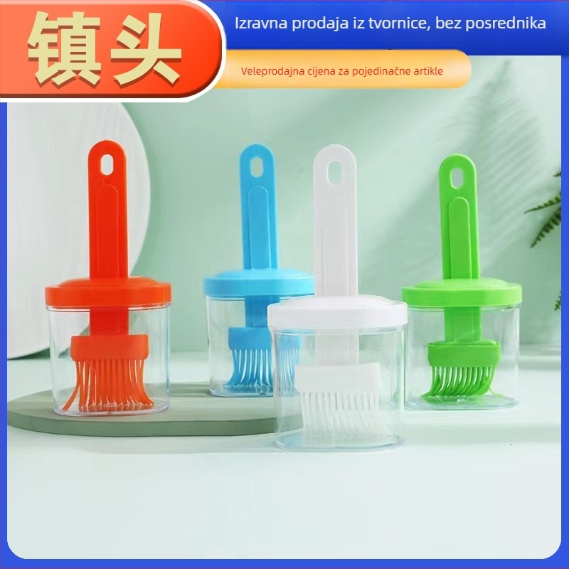 Set četki za ulje za roštilj s integriranim silikonskim držalom, PP dlačice, poklop, 200 kom., otporno na visoke temperature