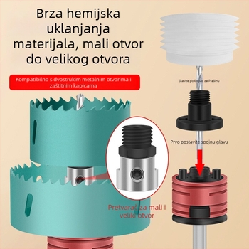 Bi-metalan otvarač rupa s brzim otpuštanjem spojnog štapa za drywall i obradu drveta, ukupna duljina 205 mm, promjer ručke 9 mm, Jing Teng