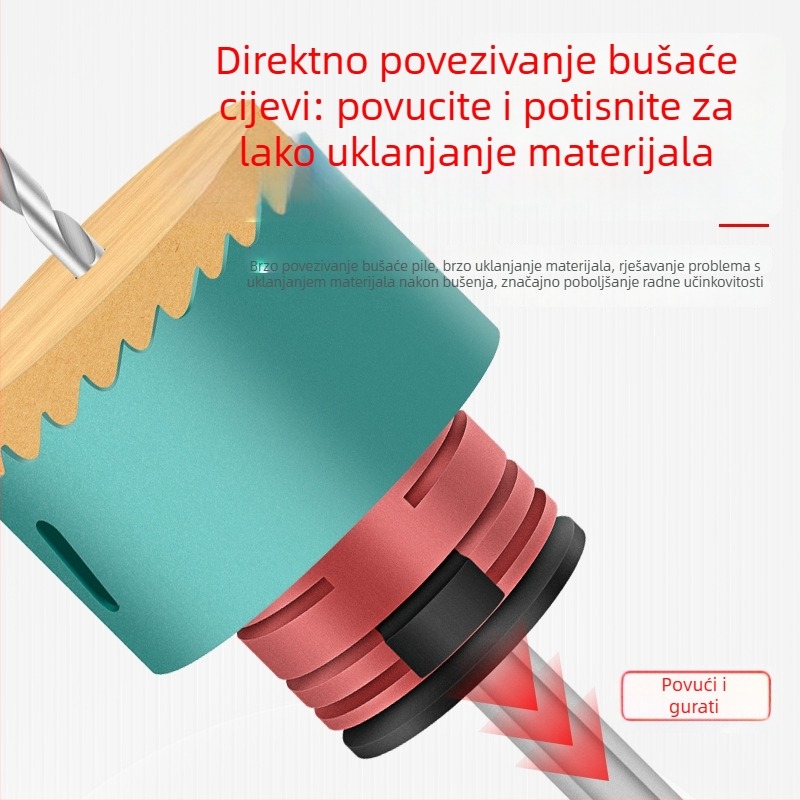 Bi-metalan otvarač rupa s brzim otpuštanjem spojnog štapa za drywall i obradu drveta, ukupna duljina 205 mm, promjer ručke 9 mm, Jing Teng