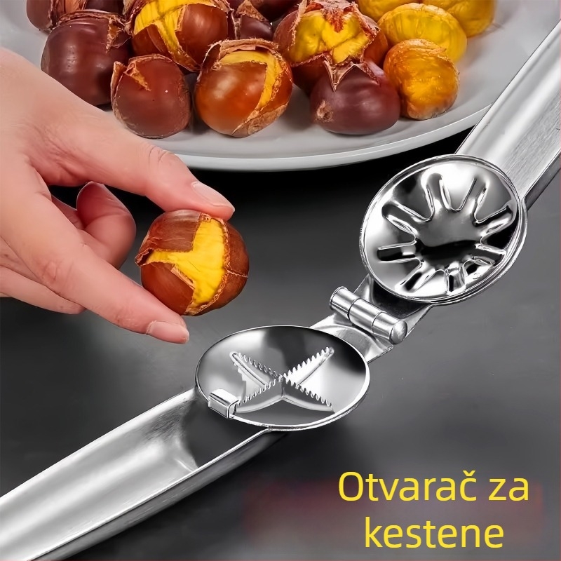 Nerđajući čelik otvarač za kestene – potpuno automatsko rezanje, povratni mehanizam, konusni križni dizajn