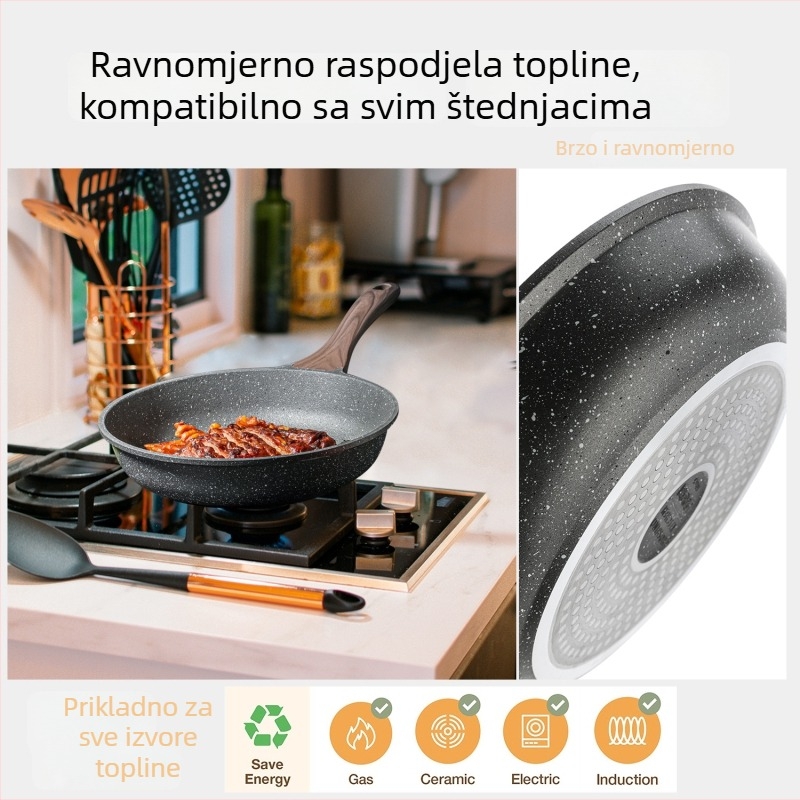 Hoshino plosnati tiganj – aluminij, non-stick, višeslojno dno, kompatibilan s plinskim i indukcijskim pločama, stakleni poklop