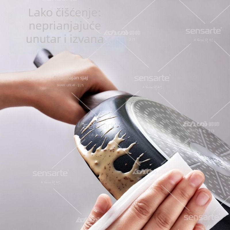 Hoshino plosnati tiganj – aluminij, non-stick, višeslojno dno, kompatibilan s plinskim i indukcijskim pločama, stakleni poklop