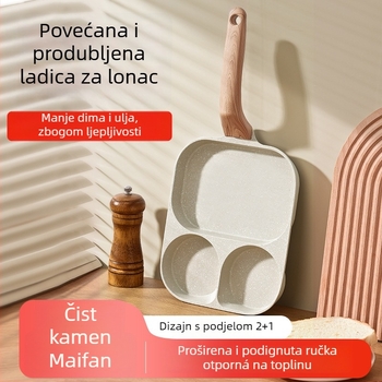 Tiganj za jaja, non-stick, aluminijska lega, višefunkcionalan, 3-u-1 doručak tiganj, 250 g; višeslojno dno