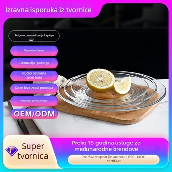 Okrugli posuda za pečenje od toplinski otporne stakla, prikladna za mikrovalnu pećnicu, jednofarban uzorak, modernog jednostavnog stila