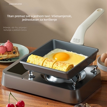 Tamagoyaki tava s titanijskim premazom, kvadratna non-stick tava s dvostrukim dnom, pogodna za sve vrste štednjaka