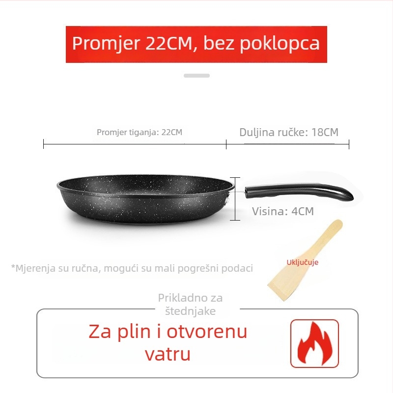 Željezna tava sa staklenim poklopcem, neprianjajuća, kompatibilna sa svim pločama