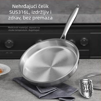 Tava za prženje od 316 nerđajućeg čelika, bez premaza, neprijanjajuća, trostruko dno