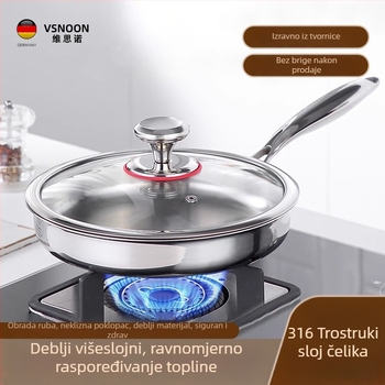Tava za prženje od 316 nerđajućeg čelika, bez premaza, neprijanjajuća, trostruko dno